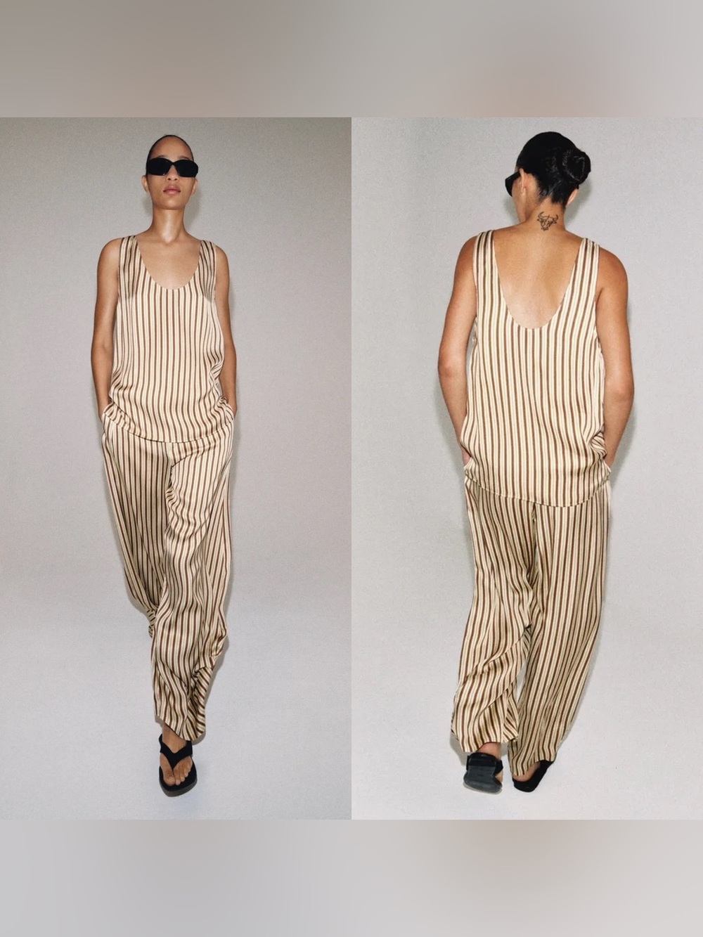 Zara Set Striped Tank Top and Striped Balloon Pants Co Ord Set size XS NWT